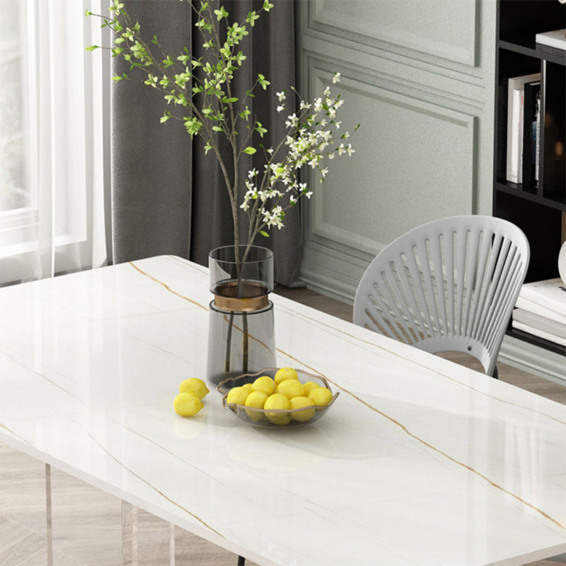 Rectangle Dinning Table with White Stone Modern Dining Table