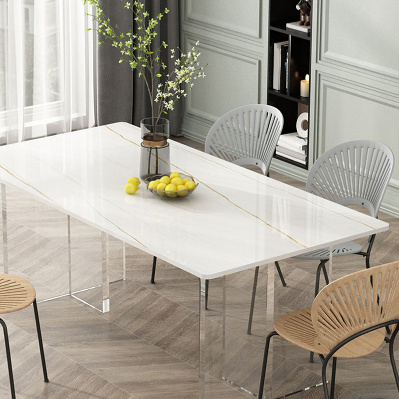 Rectangle Dinning Table with White Stone Modern Dining Table