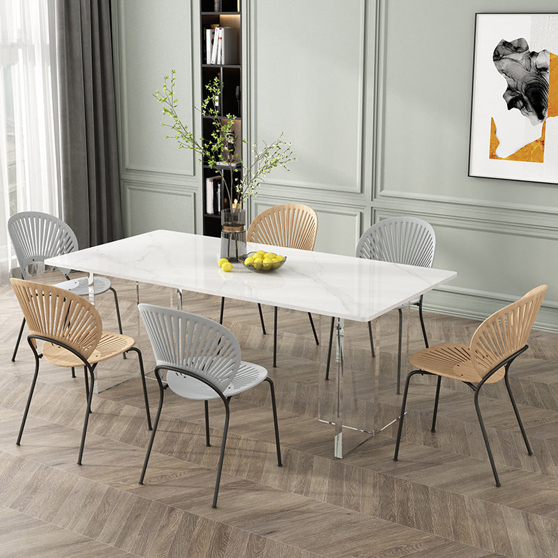 Rectangle Dinning Table with White Stone Modern Dining Table