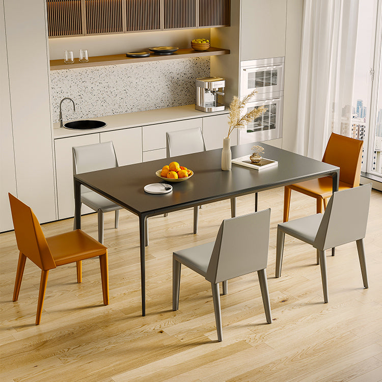 Modern Style Dining Table Sintered Stone Rectangle 4 Legs Table