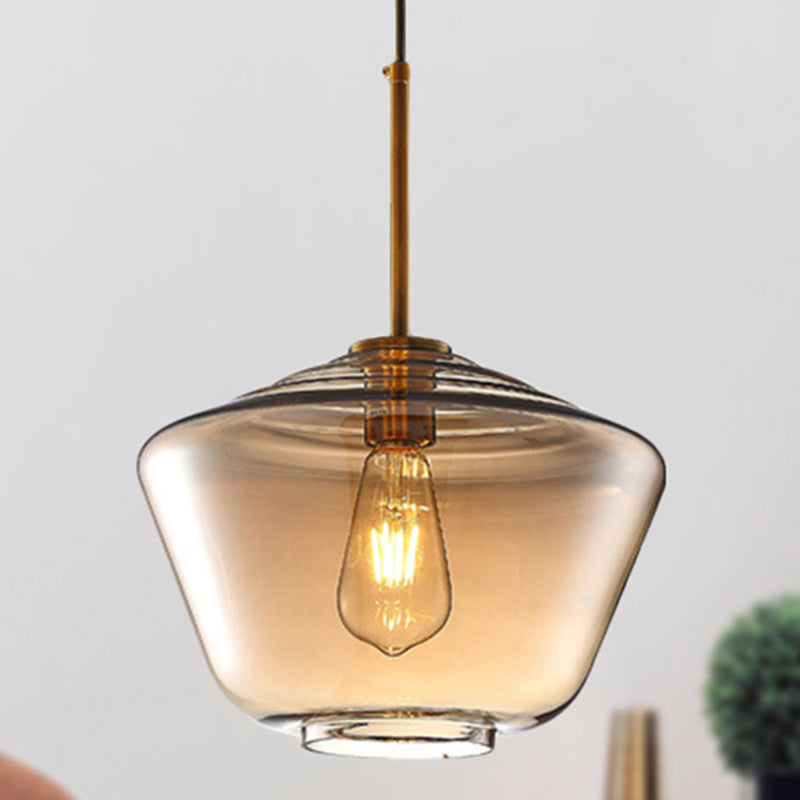1 lampe suspendue à salle à manger légère lampe à suspension ambrée moderne avec triangle / tambour / cône nulle, 6,5 "/ 9" / 12 "de largeur