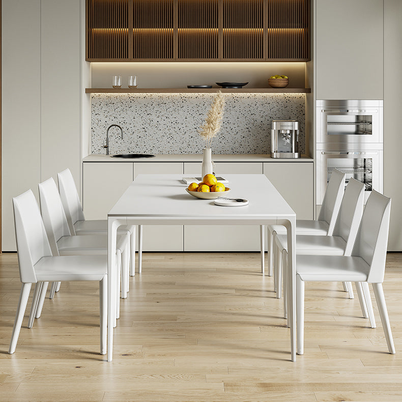 Modern Style Dining Table Sintered Stone Rectangle 4 Legs Table