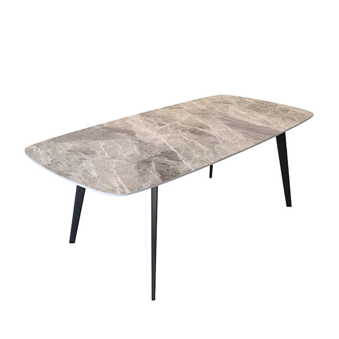 Modern Style Dining Table Sintered Stone Rectangle Table with Metal Base