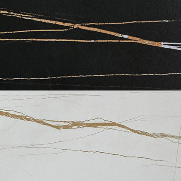 Rectangle Dining Table White and Black Stone Modern Dining Table