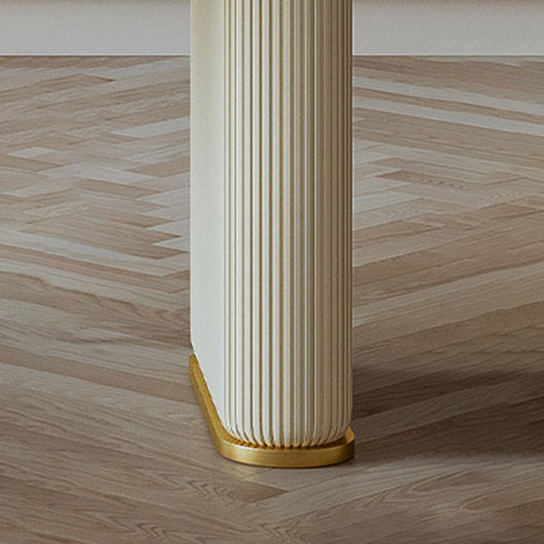 Stone Top Dining Table Modern Dining Table with Double Pedestal Base