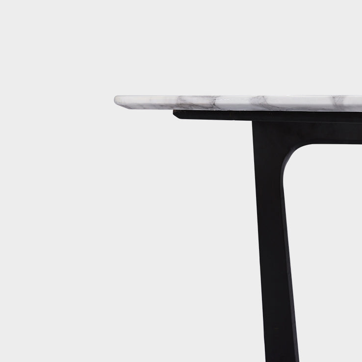 Rectangle Marble White Dining Table Industrial Trestle Base Table for Dining Room