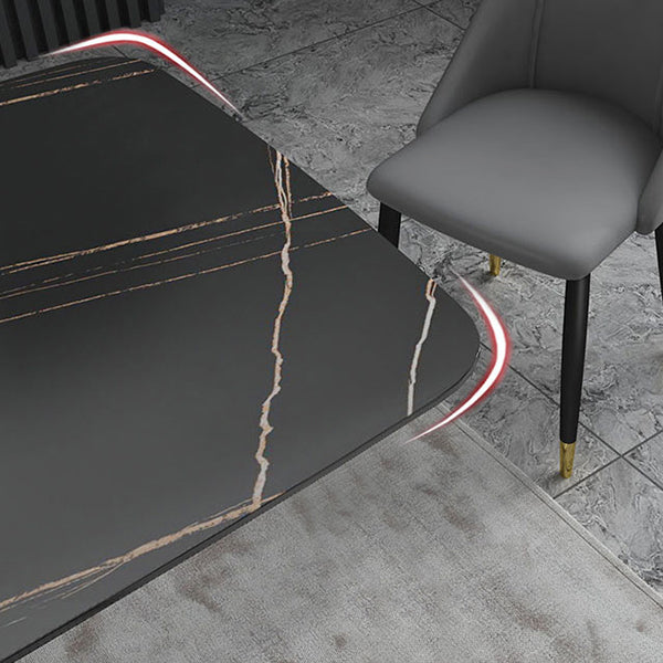 Traditional Luxury Dining Site Table Rectangle Stone Furniture with Pedestal Base