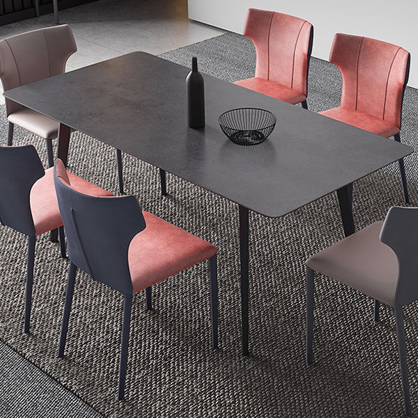 Sintered Stone Black Dining Table Industrial 4 Legs Table for Dining Room