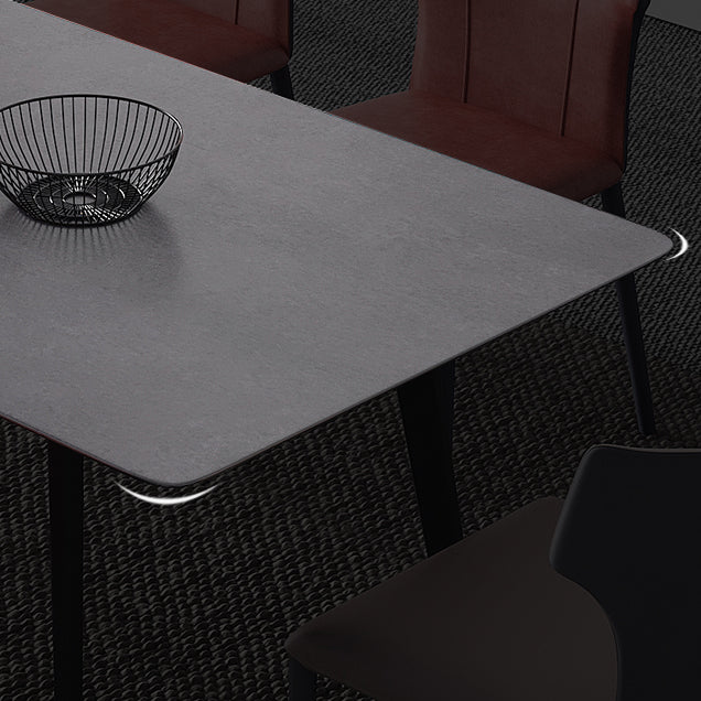 Sintered Stone Black Dining Table Industrial 4 Legs Table for Dining Room