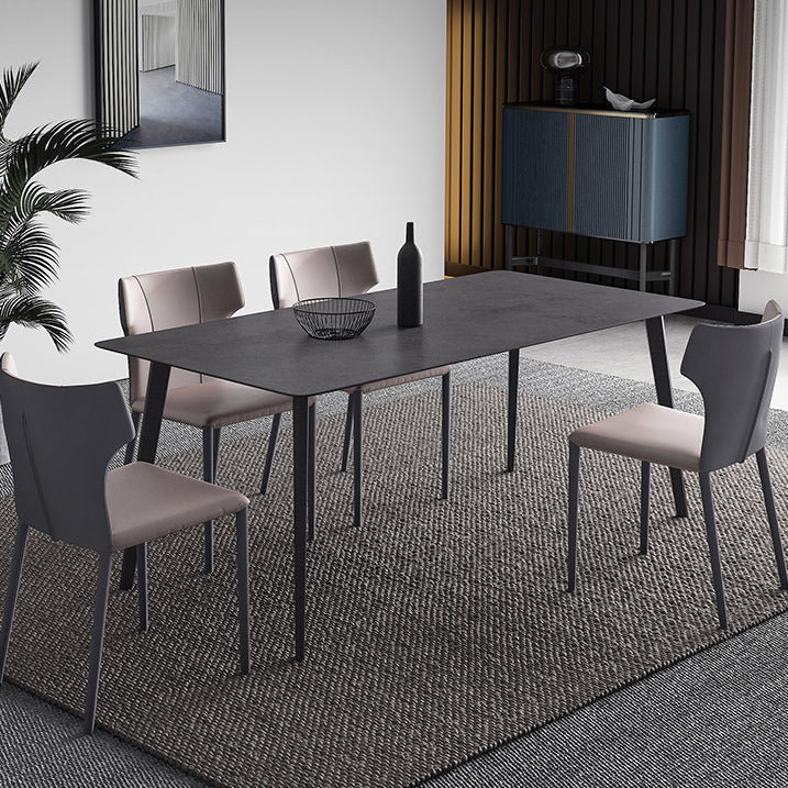 Sintered Stone Black Dining Table Industrial 4 Legs Table for Dining Room