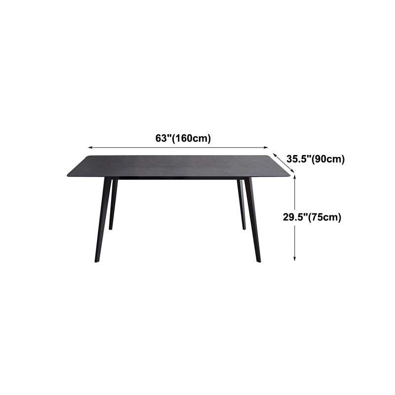 Sintered Stone Black Dining Table Industrial 4 Legs Table for Dining Room