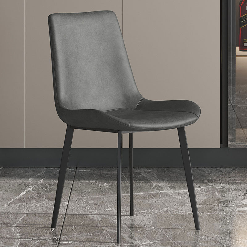 Armless Dining Chairs Industrial Faux Leather Kitchen Chairs for Dining Room