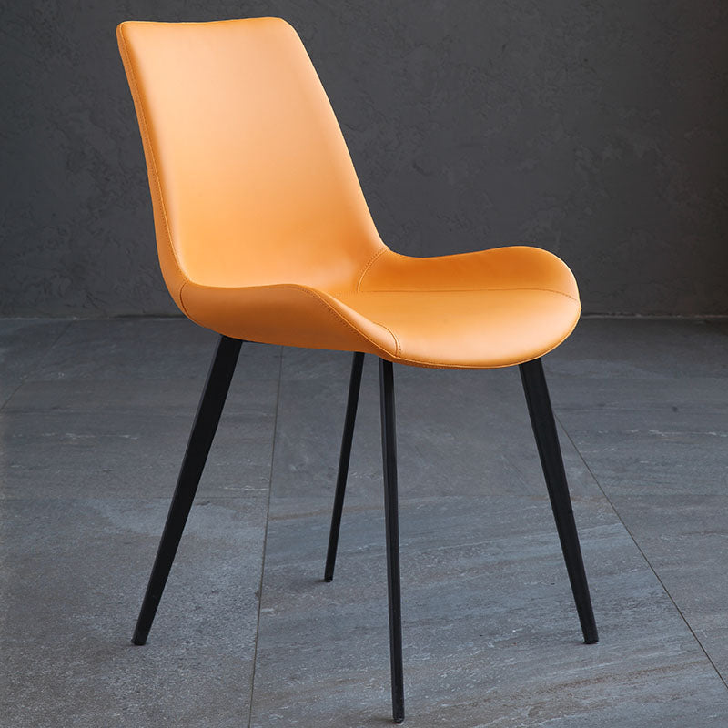 Armless Dining Chairs Industrial Faux Leather Kitchen Chairs for Dining Room