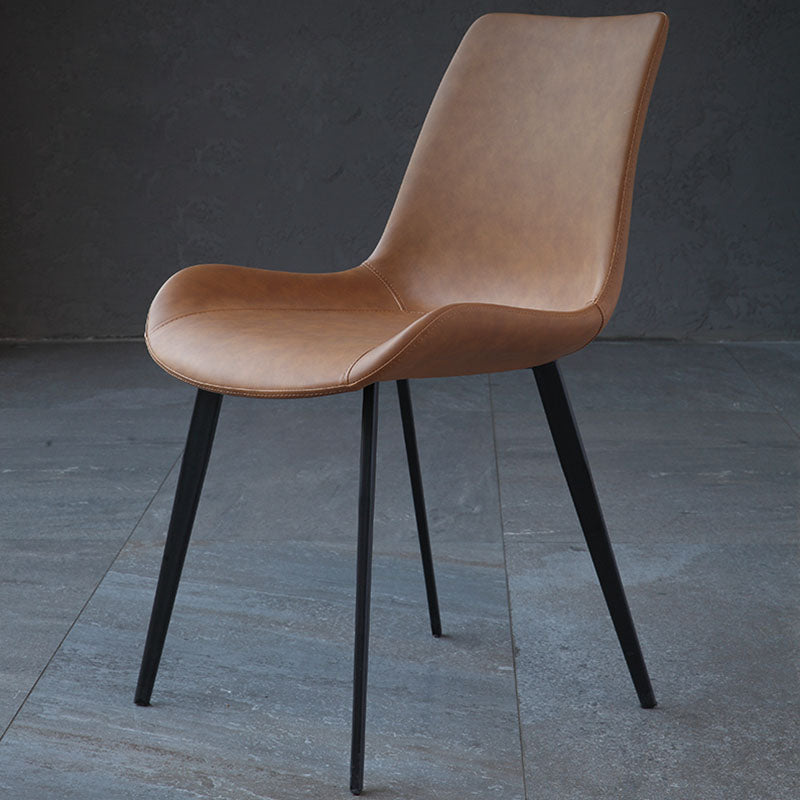 Armless Dining Chairs Industrial Faux Leather Kitchen Chairs for Dining Room