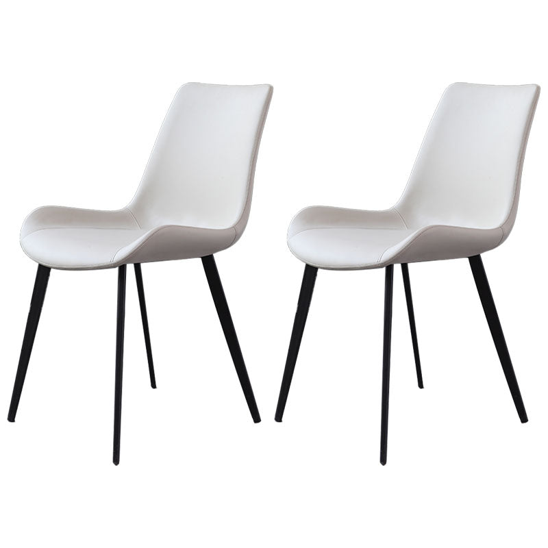 Armless Dining Chairs Industrial Faux Leather Kitchen Chairs for Dining Room