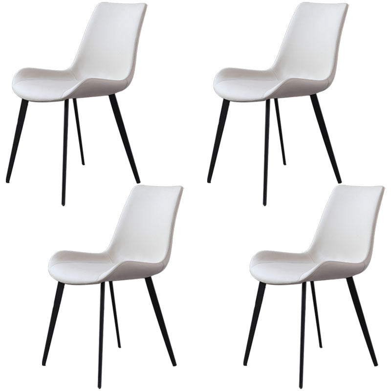 Armless Dining Chairs Industrial Faux Leather Kitchen Chairs for Dining Room