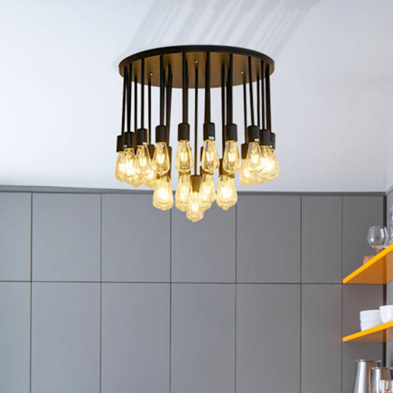 23/31 Lights Ceiling Light Fixture with Hanging Shade Clear Glass Nordic Living Room Semi Flush, 19.5"/23.5" Wide