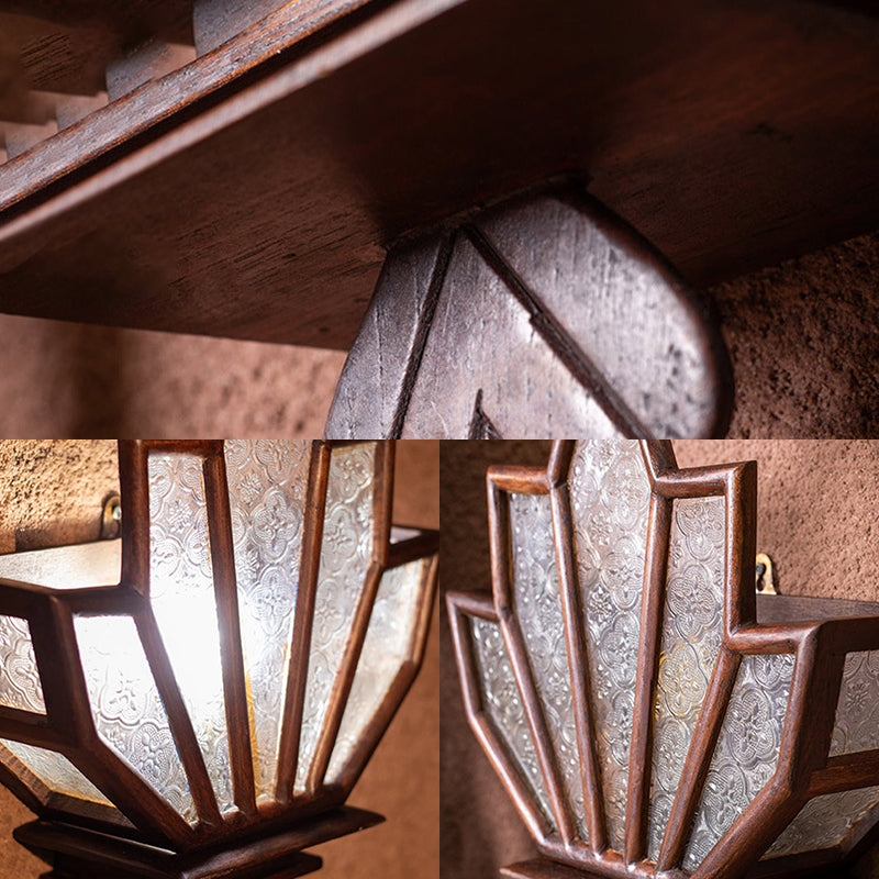 1 Light Wall Lamp Lighting Rustic Style Vibrant Shaped Clear Textured Glass Sconce Light Fixture in Brown