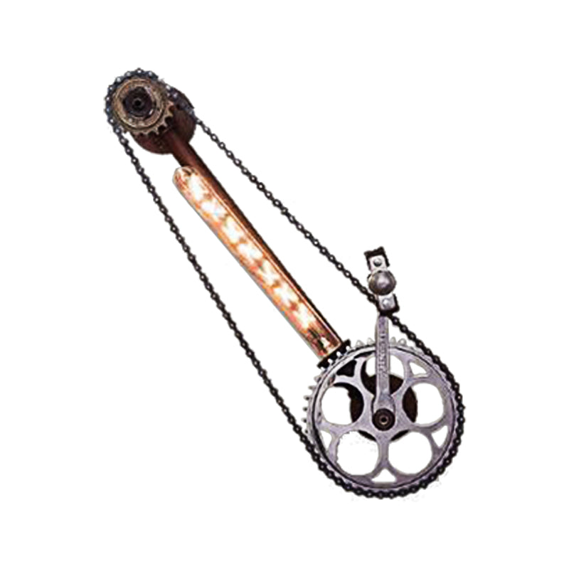 Exposed Metal Sconce Lighting Industrial Single Bulb Dining Room Wall Mounted Lamp in Black with Gear