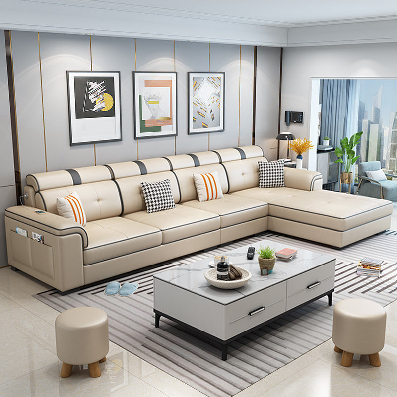 Scandinavian L-Shape Sectional with Pillow Top Arm for Living Room