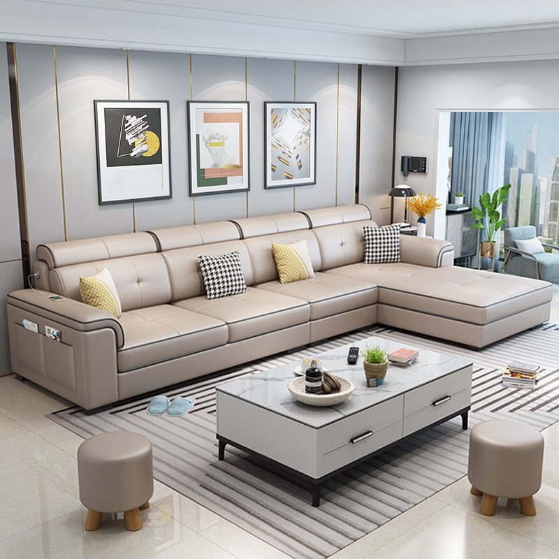 Scandinavian L-Shape Sectional with Pillow Top Arm for Living Room