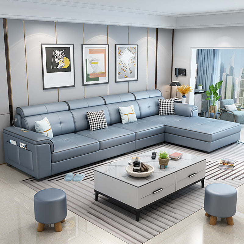 Scandinavian L-Shape Sectional with Pillow Top Arm for Living Room