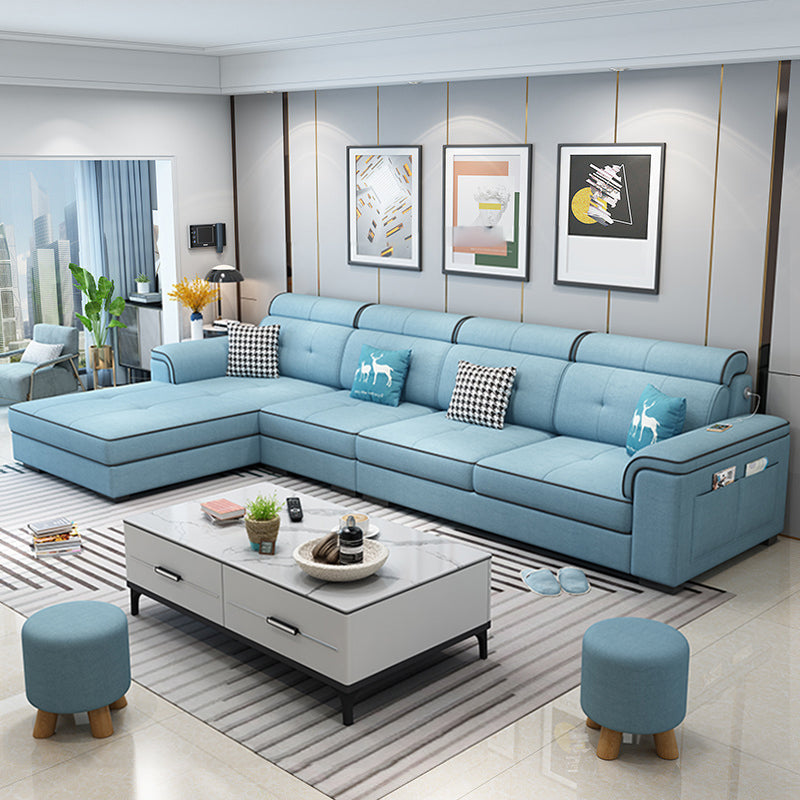 Scandinavian L-Shape Sectional with Pillow Top Arm for Living Room