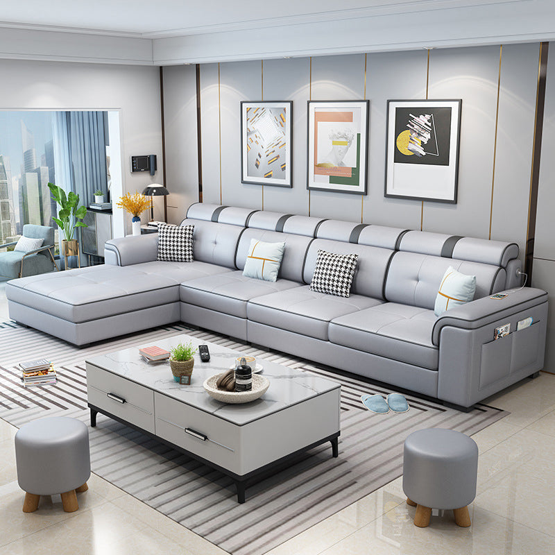Scandinavian L-Shape Sectional with Pillow Top Arm for Living Room