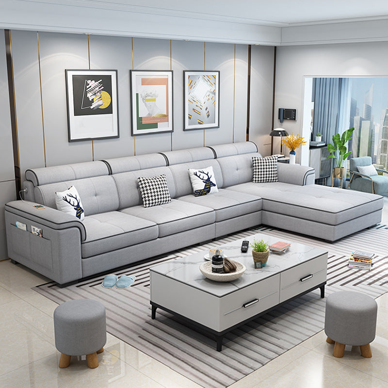 Scandinavian L-Shape Sectional with Pillow Top Arm for Living Room