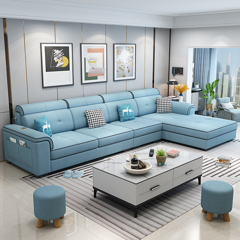Scandinavian L-Shape Sectional with Pillow Top Arm for Living Room