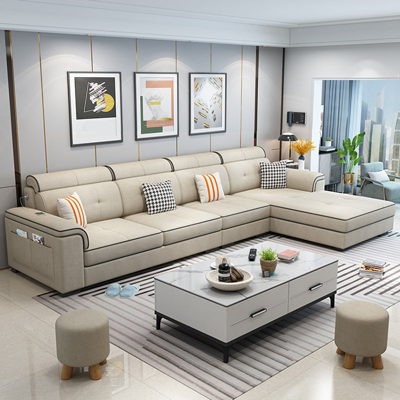 Scandinavian L-Shape Sectional with Pillow Top Arm for Living Room