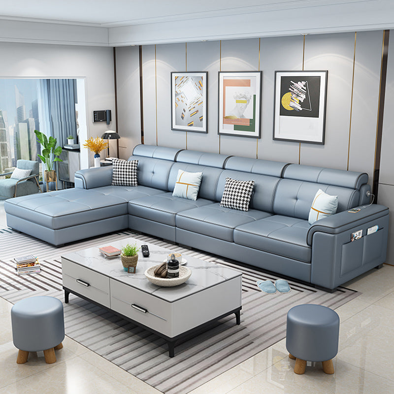 Scandinavian L-Shape Sectional with Pillow Top Arm for Living Room