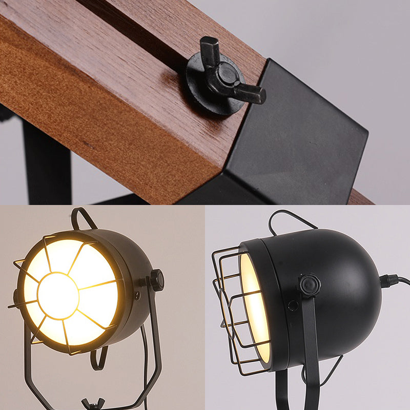 Dome woonkamer bureau verlichtingsarmatuur industrieel metaal 1 licht zwarte tafellamp met kooi