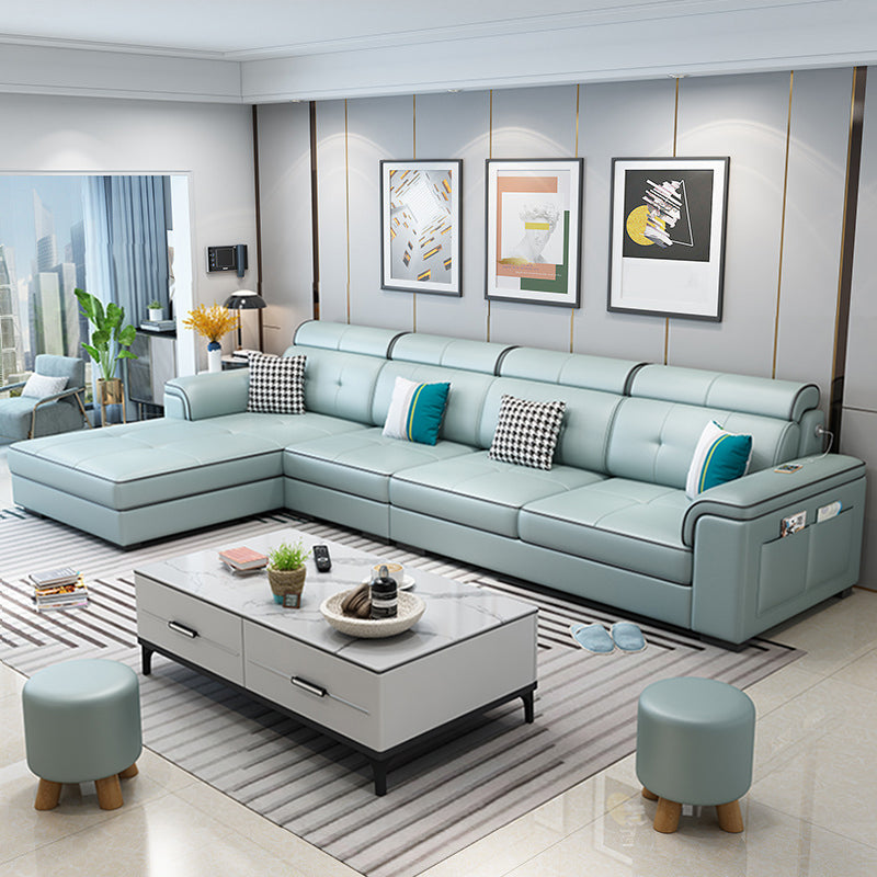 Scandinavian L-Shape Sectional with Pillow Top Arm for Living Room
