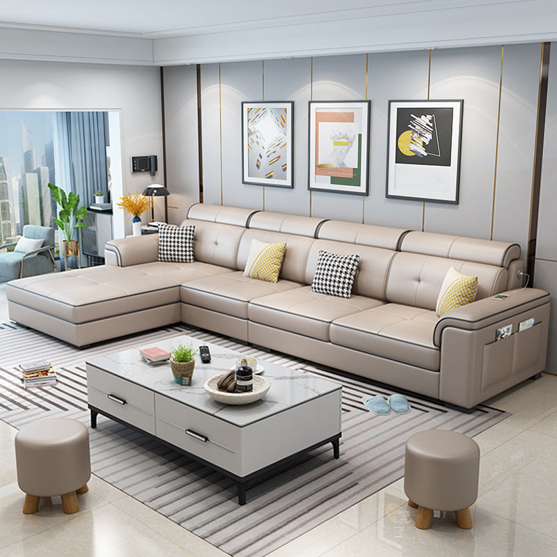 Scandinavian L-Shape Sectional with Pillow Top Arm for Living Room