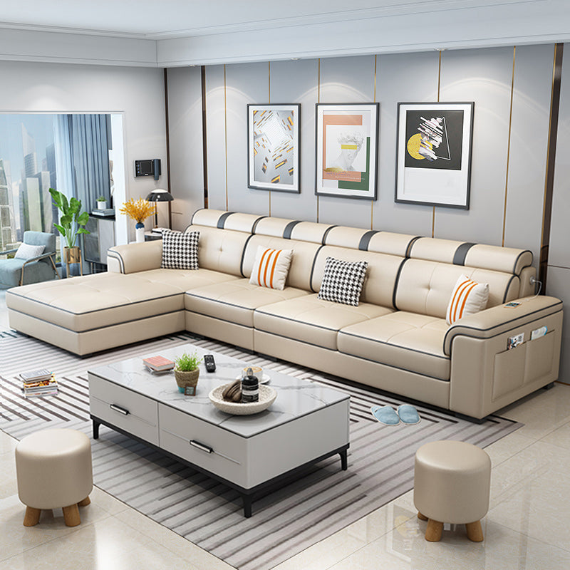 Scandinavian L-Shape Sectional with Pillow Top Arm for Living Room