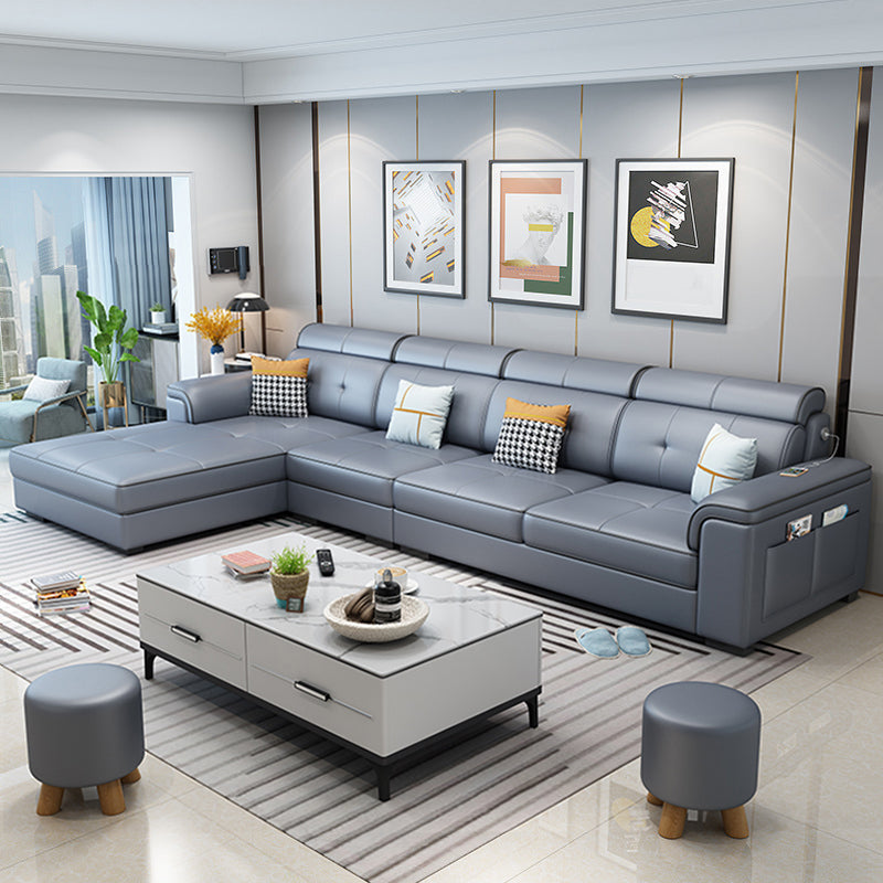 Scandinavian L-Shape Sectional with Pillow Top Arm for Living Room