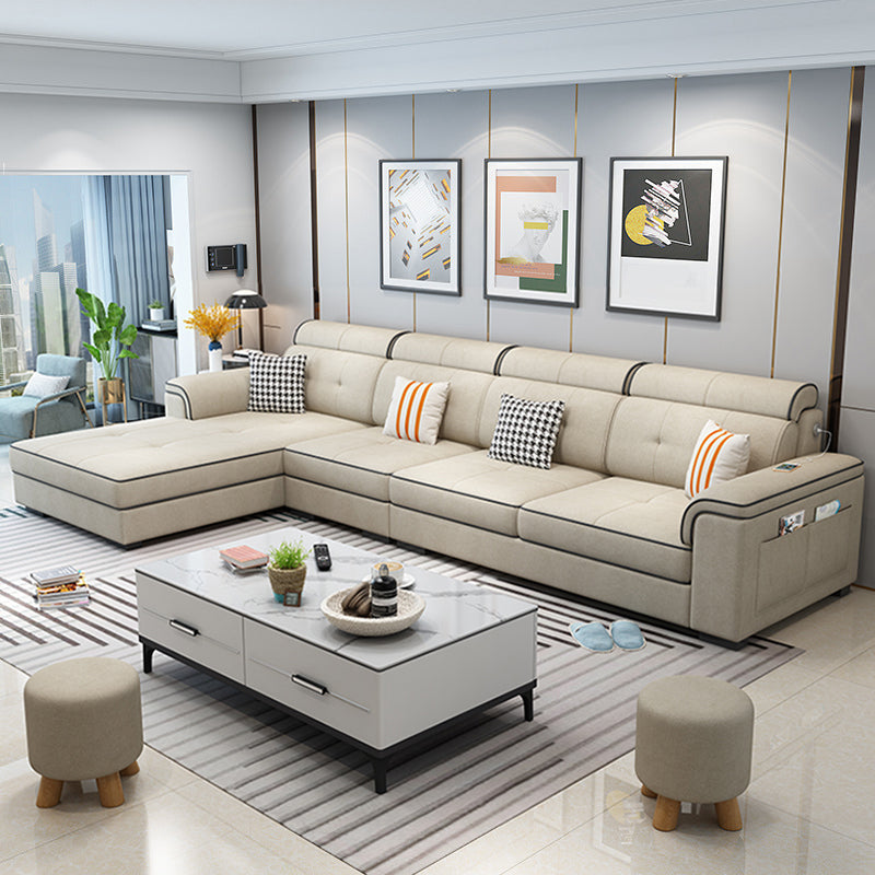 Scandinavian L-Shape Sectional with Pillow Top Arm for Living Room