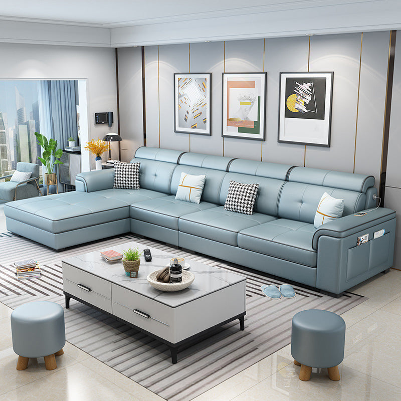 Scandinavian L-Shape Sectional with Pillow Top Arm for Living Room