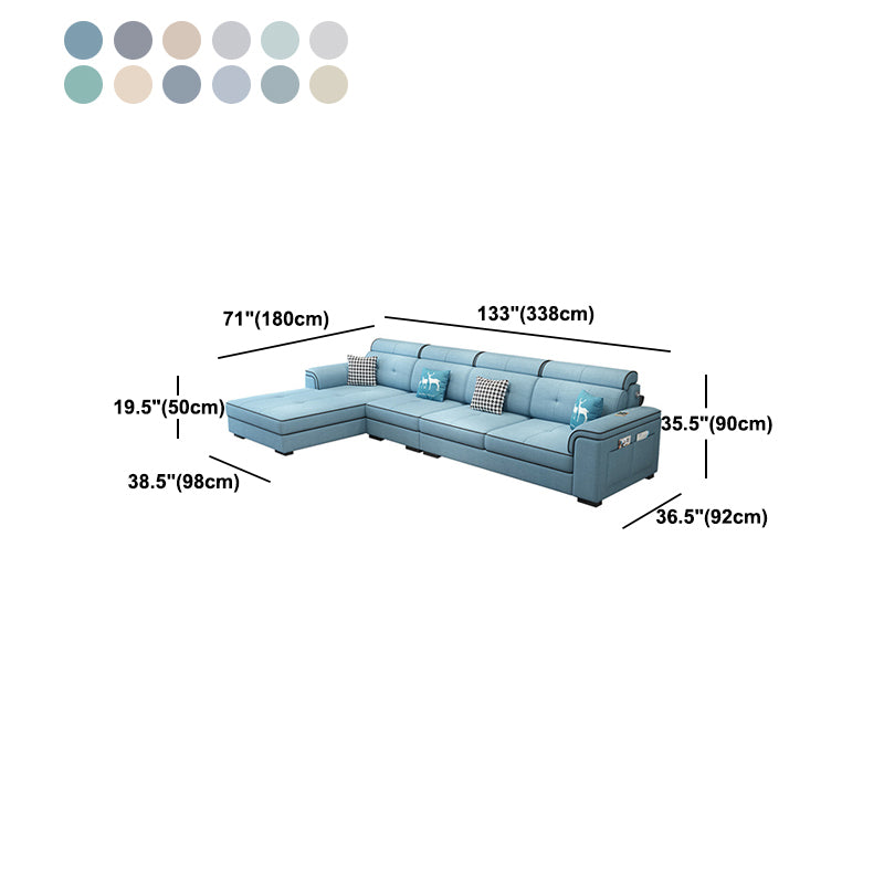 Scandinavian L-Shape Sectional with Pillow Top Arm for Living Room