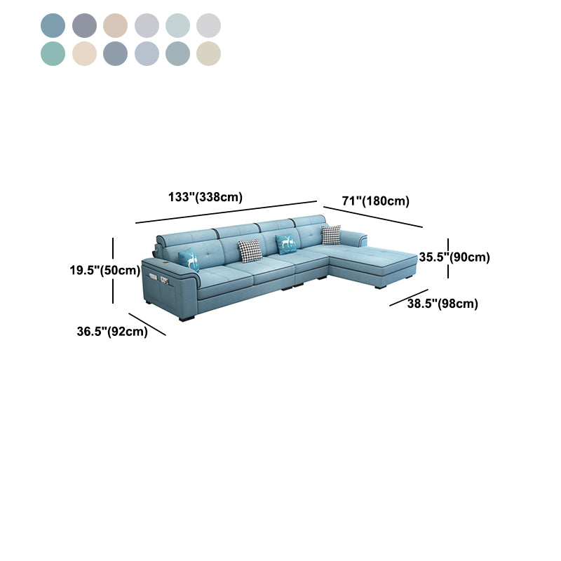Scandinavian L-Shape Sectional with Pillow Top Arm for Living Room