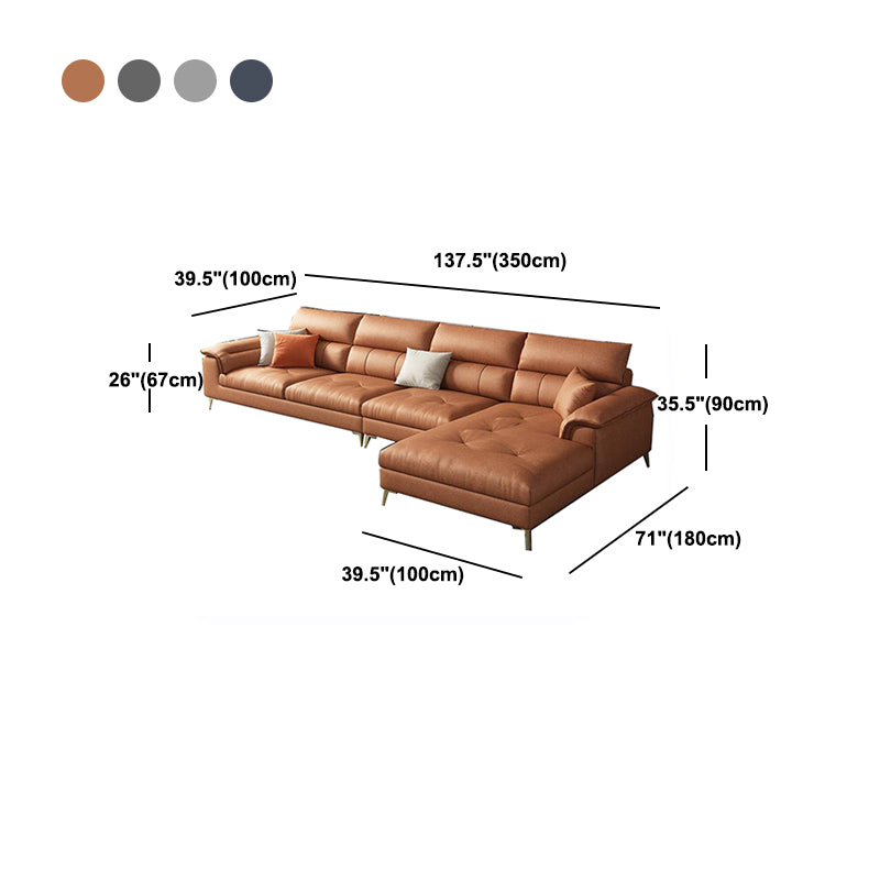 Sewn Pillow Back Sofa & Chaise 137.8" W x 70.87" D x 35.43" H Faux Leather Sofa