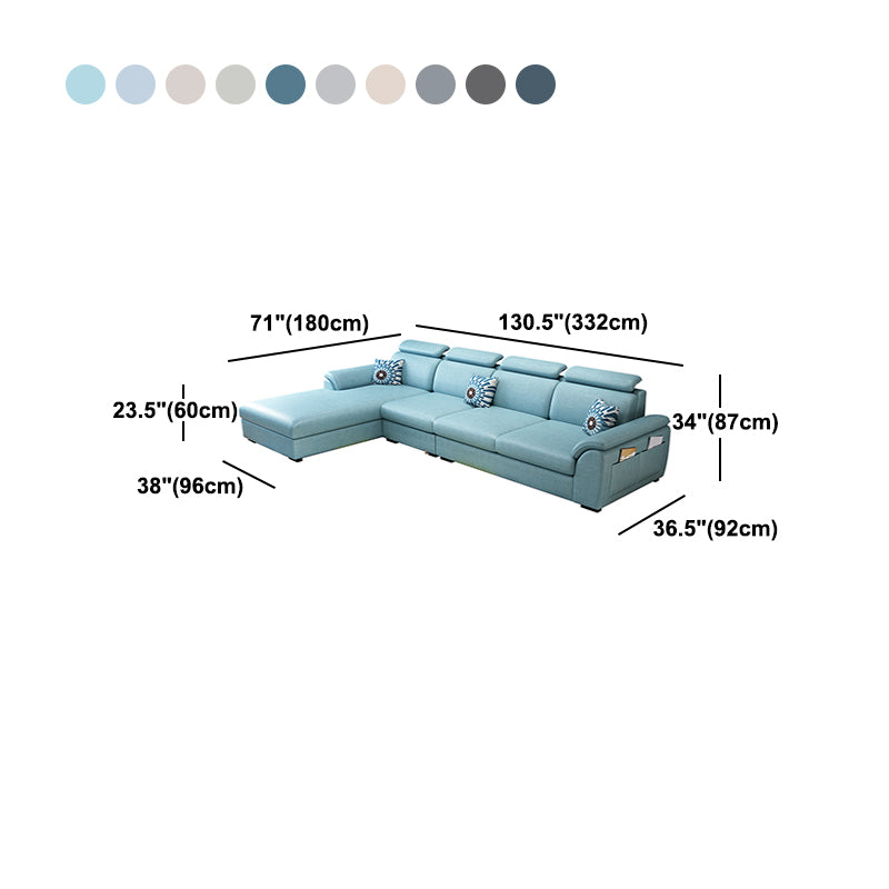 Modern Fabric/Faux Leather Sofa & Chaise with Storage for Living Room
