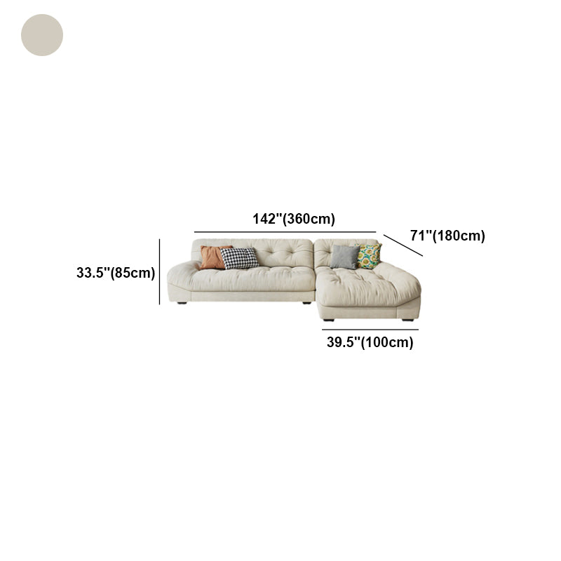 Cream-white Sectional down Padded Tufted Back Tech/flannelette Sofa
