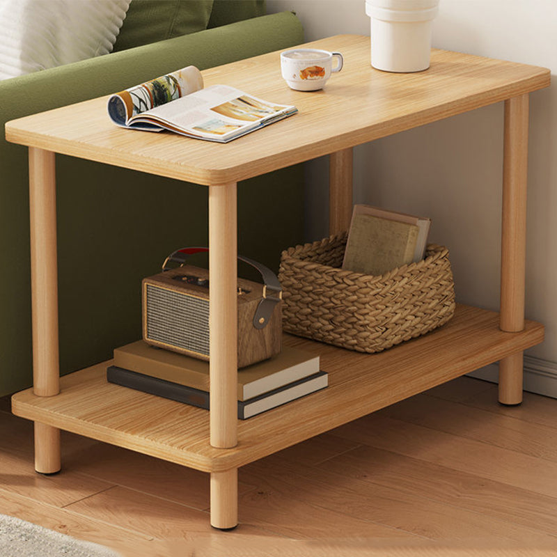 Modern Wooden Side Table Square / Rectangle White and Wood 4 - Legs Sofa Side Table