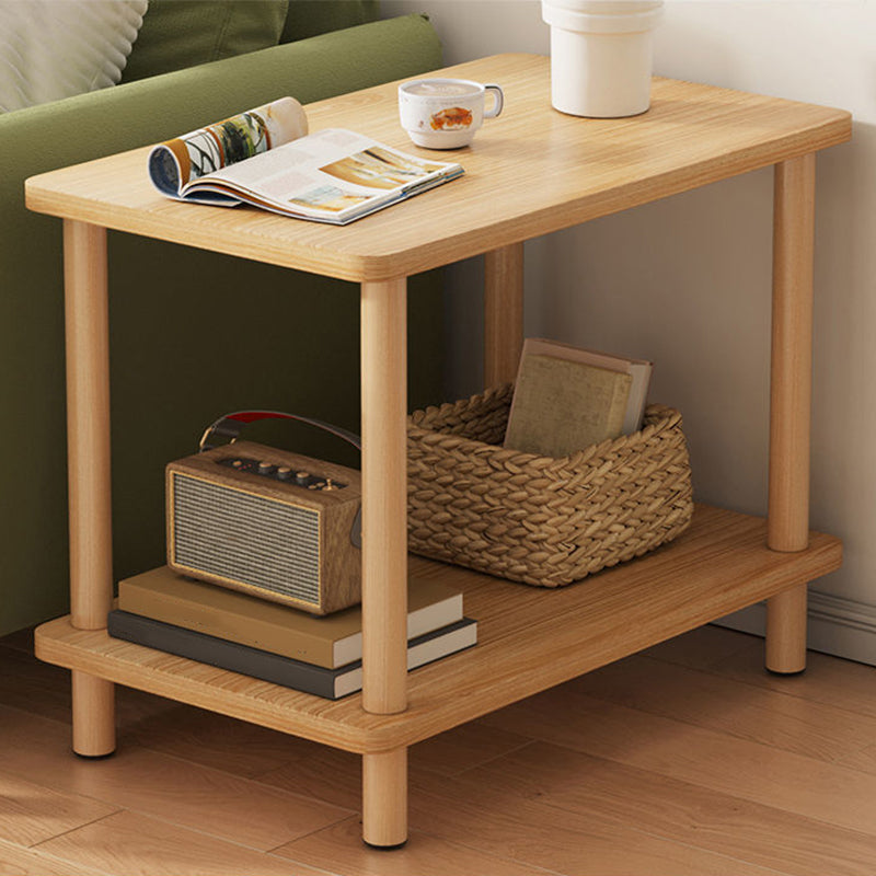 Modern Wooden Side Table Square / Rectangle White and Wood 4 - Legs Sofa Side Table