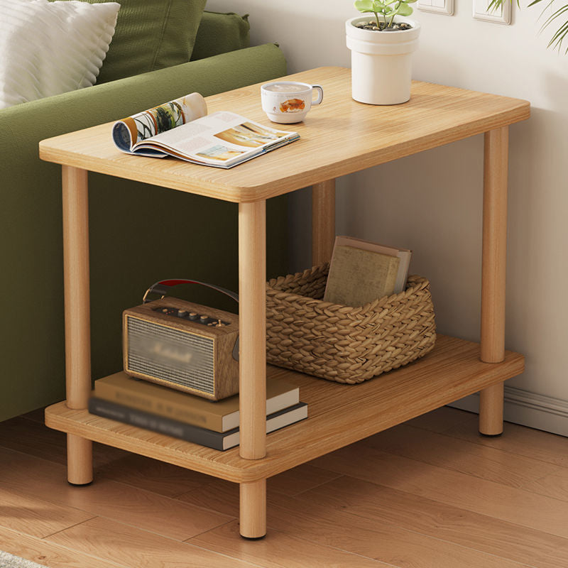 Modern Wooden Side Table Square / Rectangle White and Wood 4 - Legs Sofa Side Table
