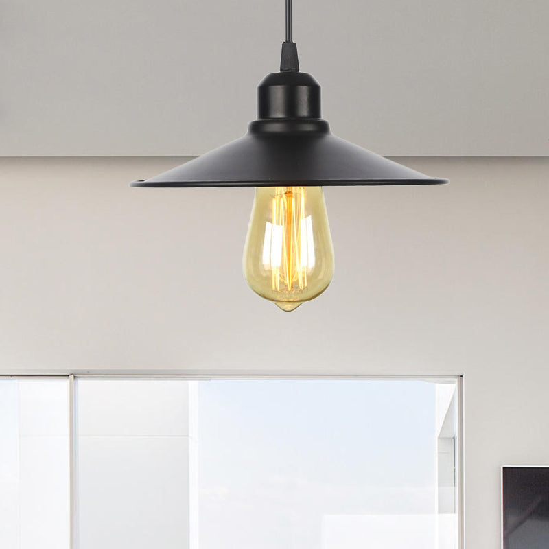 1 helles Innenheizanhänger Licht Bauernhaus Schwarz/Weiß Hanging Leuchte mit Kegel/Wellen-/breitem Flare Metallschatten