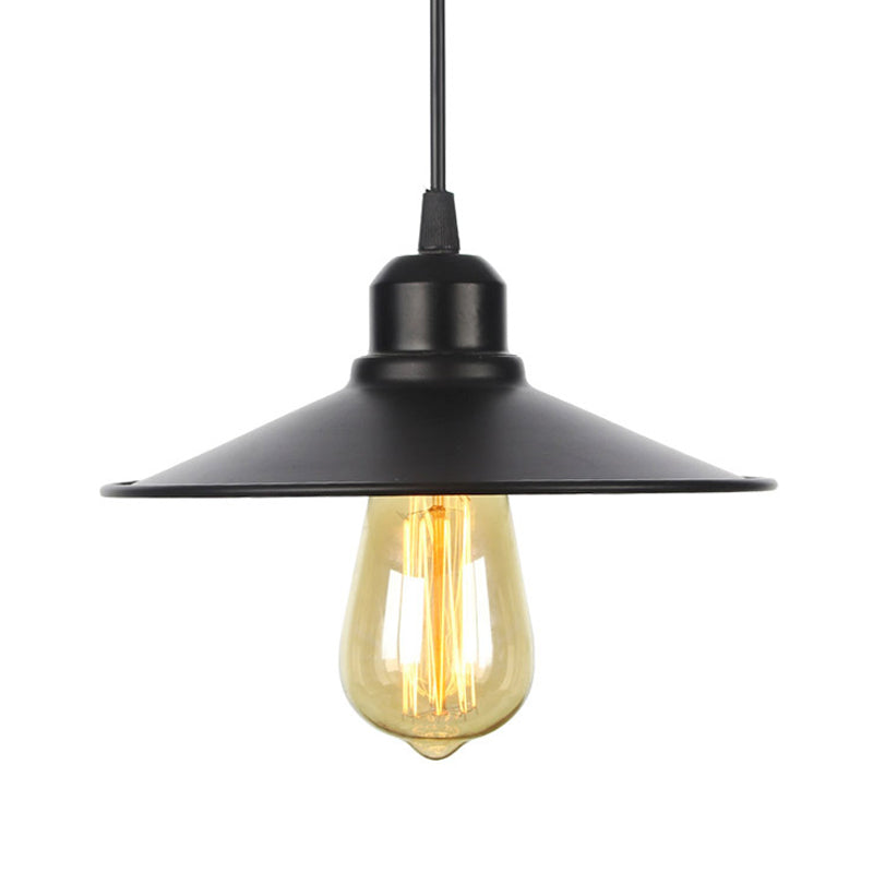 1 helles Innenheizanhänger Licht Bauernhaus Schwarz/Weiß Hanging Leuchte mit Kegel/Wellen-/breitem Flare Metallschatten