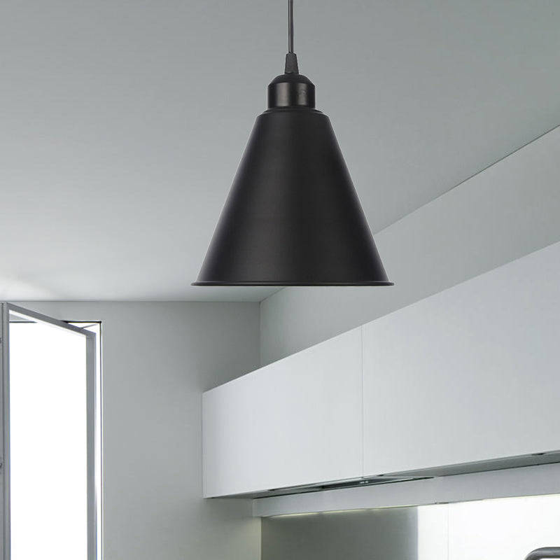 1 helles Innenheizanhänger Licht Bauernhaus Schwarz/Weiß Hanging Leuchte mit Kegel/Wellen-/breitem Flare Metallschatten